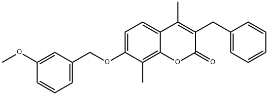 3-benzyl-7-[(3-methoxyphenyl)methoxy]-4,8-dimethylchromen-2-one Struktur