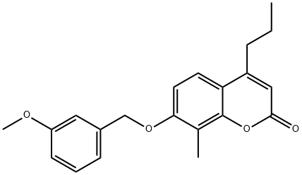 7-[(3-methoxyphenyl)methoxy]-8-methyl-4-propylchromen-2-one Struktur