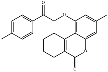 3-methyl-1-[2-(4-methylphenyl)-2-oxoethoxy]-7,8,9,10-tetrahydrobenzo[c]chromen-6-one Struktur