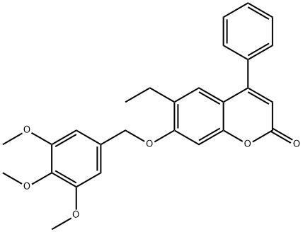 6-ethyl-4-phenyl-7-[(3,4,5-trimethoxyphenyl)methoxy]chromen-2-one Struktur