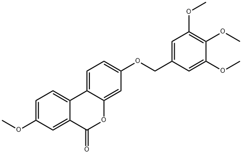 8-methoxy-3-[(3,4,5-trimethoxyphenyl)methoxy]benzo[c]chromen-6-one Struktur