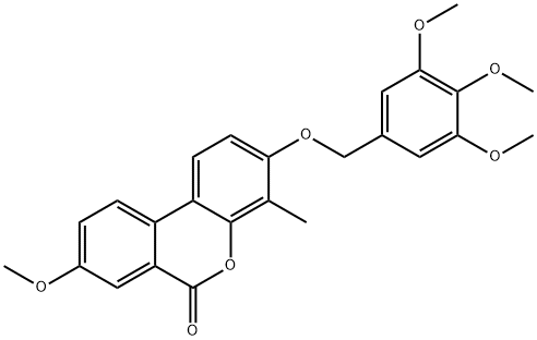 8-methoxy-4-methyl-3-[(3,4,5-trimethoxyphenyl)methoxy]benzo[c]chromen-6-one Struktur