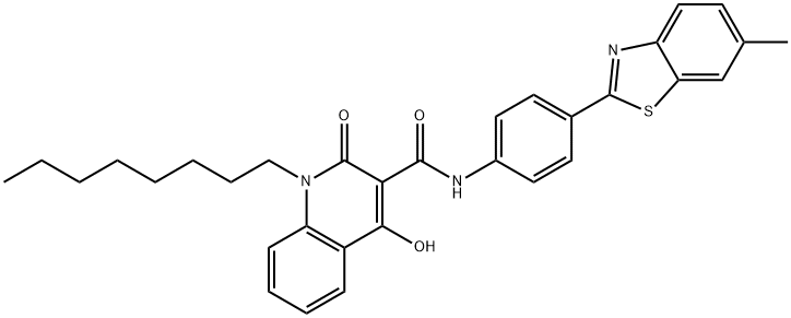 4-hydroxy-N-[4-(6-methyl-1,3-benzothiazol-2-yl)phenyl]-1-octyl-2-oxoquinoline-3-carboxamide Struktur