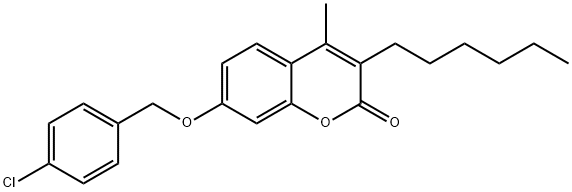 7-[(4-chlorophenyl)methoxy]-3-hexyl-4-methylchromen-2-one Struktur