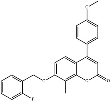 7-[(2-fluorophenyl)methoxy]-4-(4-methoxyphenyl)-8-methylchromen-2-one Struktur