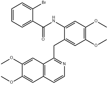 2-bromo-N-[2-[(6,7-dimethoxyisoquinolin-1-yl)methyl]-4,5-dimethoxyphenyl]benzamide Struktur