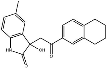 3-hydroxy-5-methyl-3-[2-oxo-2-(5,6,7,8-tetrahydronaphthalen-2-yl)ethyl]-1H-indol-2-one Struktur