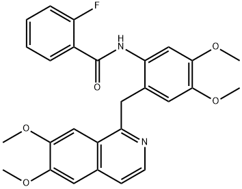 N-[2-[(6,7-dimethoxyisoquinolin-1-yl)methyl]-4,5-dimethoxyphenyl]-2-fluorobenzamide Struktur