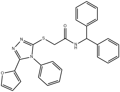 N-benzhydryl-2-[[5-(furan-2-yl)-4-phenyl-1,2,4-triazol-3-yl]sulfanyl]acetamide Struktur