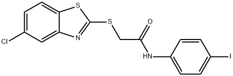 2-[(5-chloro-1,3-benzothiazol-2-yl)sulfanyl]-N-(4-iodophenyl)acetamide Struktur