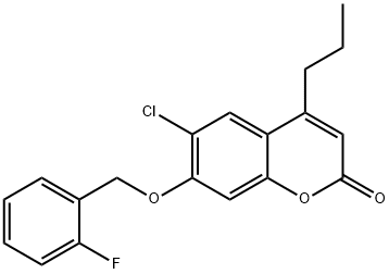 6-chloro-7-[(2-fluorophenyl)methoxy]-4-propylchromen-2-one Struktur