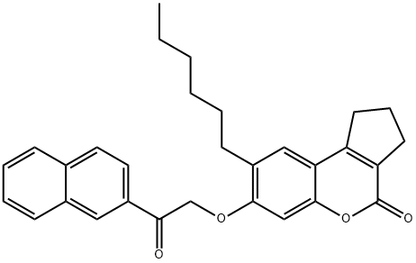 8-hexyl-7-(2-naphthalen-2-yl-2-oxoethoxy)-2,3-dihydro-1H-cyclopenta[c]chromen-4-one Struktur