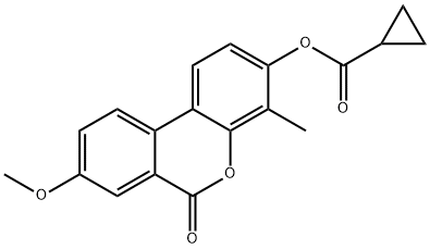 (8-methoxy-4-methyl-6-oxobenzo[c]chromen-3-yl) cyclopropanecarboxylate Struktur