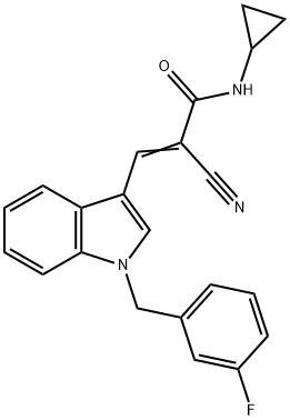 (E)-2-cyano-N-cyclopropyl-3-[1-[(3-fluorophenyl)methyl]indol-3-yl]prop-2-enamide Struktur