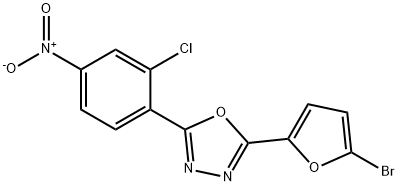 2-(5-bromofuran-2-yl)-5-(2-chloro-4-nitrophenyl)-1,3,4-oxadiazole Struktur