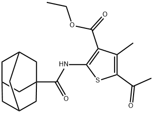 ethyl 5-acetyl-2-(adamantane-1-carbonylamino)-4-methylthiophene-3-carboxylate Struktur