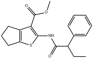 methyl 2-(2-phenylbutanoylamino)-5,6-dihydro-4H-cyclopenta[b]thiophene-3-carboxylate Struktur