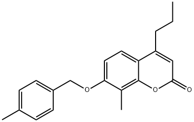 8-methyl-7-[(4-methylphenyl)methoxy]-4-propylchromen-2-one Struktur