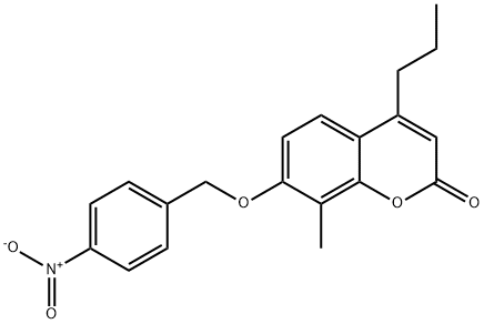 8-methyl-7-[(4-nitrophenyl)methoxy]-4-propylchromen-2-one Struktur