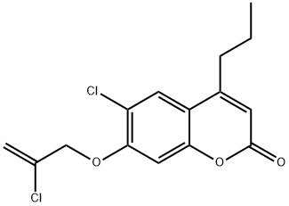 6-chloro-7-(2-chloroprop-2-enoxy)-4-propylchromen-2-one Struktur