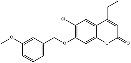 6-chloro-4-ethyl-7-[(3-methoxyphenyl)methoxy]chromen-2-one Struktur