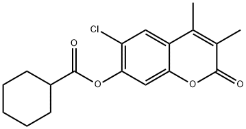 (6-chloro-3,4-dimethyl-2-oxochromen-7-yl) cyclohexanecarboxylate Struktur