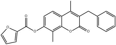 (3-benzyl-4,8-dimethyl-2-oxochromen-7-yl) furan-2-carboxylate Struktur