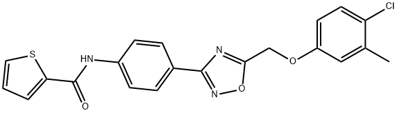 N-[4-[5-[(4-chloro-3-methylphenoxy)methyl]-1,2,4-oxadiazol-3-yl]phenyl]thiophene-2-carboxamide Struktur