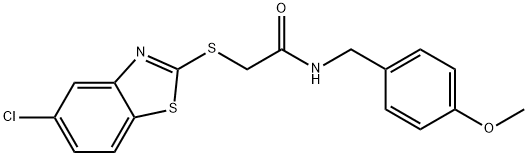 2-[(5-chloro-1,3-benzothiazol-2-yl)sulfanyl]-N-[(4-methoxyphenyl)methyl]acetamide Struktur