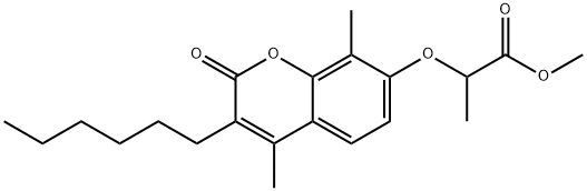 methyl 2-(3-hexyl-4,8-dimethyl-2-oxochromen-7-yl)oxypropanoate Struktur