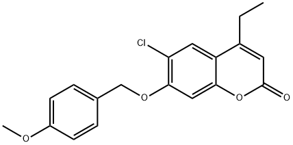 6-chloro-4-ethyl-7-[(4-methoxyphenyl)methoxy]chromen-2-one Struktur