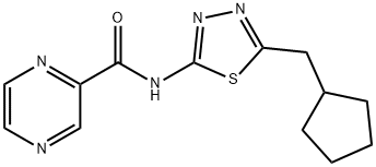 N-[5-(cyclopentylmethyl)-1,3,4-thiadiazol-2-yl]pyrazine-2-carboxamide Struktur