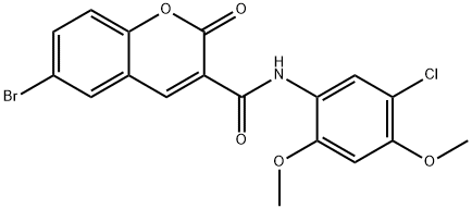 6-bromo-N-(5-chloro-2,4-dimethoxyphenyl)-2-oxochromene-3-carboxamide Struktur