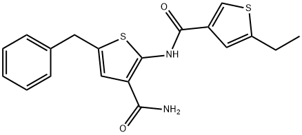 5-benzyl-2-[(5-ethylthiophene-3-carbonyl)amino]thiophene-3-carboxamide Struktur