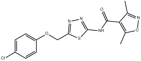 N-[5-[(4-chlorophenoxy)methyl]-1,3,4-thiadiazol-2-yl]-3,5-dimethyl-1,2-oxazole-4-carboxamide Struktur