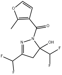 [3,5-bis(difluoromethyl)-5-hydroxy-4H-pyrazol-1-yl]-(2-methylfuran-3-yl)methanone Struktur