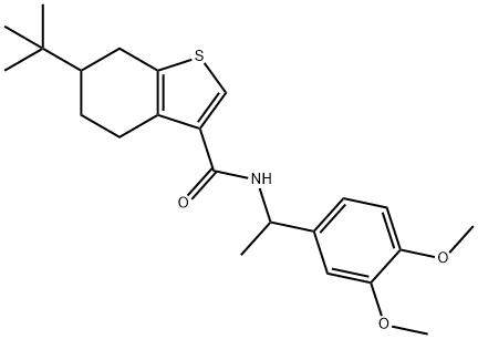 6-tert-butyl-N-[1-(3,4-dimethoxyphenyl)ethyl]-4,5,6,7-tetrahydro-1-benzothiophene-3-carboxamide Struktur