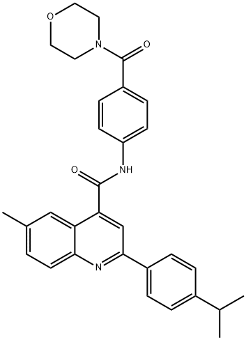 6-methyl-N-[4-(morpholine-4-carbonyl)phenyl]-2-(4-propan-2-ylphenyl)quinoline-4-carboxamide Struktur