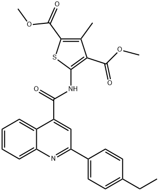 dimethyl 5-[[2-(4-ethylphenyl)quinoline-4-carbonyl]amino]-3-methylthiophene-2,4-dicarboxylate Struktur