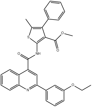 methyl 2-[[2-(3-ethoxyphenyl)quinoline-4-carbonyl]amino]-5-methyl-4-phenylthiophene-3-carboxylate Struktur