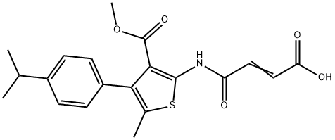 (E)-4-[[3-methoxycarbonyl-5-methyl-4-(4-propan-2-ylphenyl)thiophen-2-yl]amino]-4-oxobut-2-enoic acid Struktur