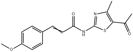 (E)-N-(5-acetyl-4-methyl-1,3-thiazol-2-yl)-3-(4-methoxyphenyl)prop-2-enamide Struktur