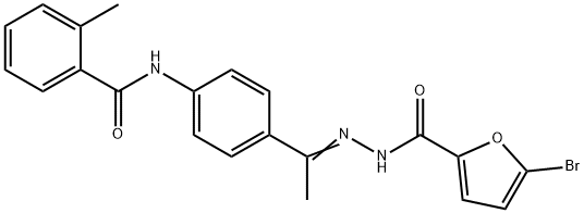 5-bromo-N-[(Z)-1-[4-[(2-methylbenzoyl)amino]phenyl]ethylideneamino]furan-2-carboxamide Struktur