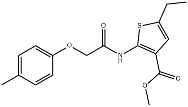 methyl 5-ethyl-2-[[2-(4-methylphenoxy)acetyl]amino]thiophene-3-carboxylate Struktur