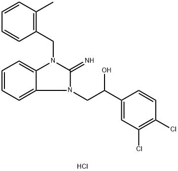 2-[2-amino-3-[(2-methylphenyl)methyl]benzimidazol-3-ium-1-yl]-1-(3,4-dichlorophenyl)ethanol chloride, 472984-79-5, 結(jié)構(gòu)式