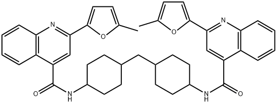 2-(5-methylfuran-2-yl)-N-[4-[[4-[[2-(5-methylfuran-2-yl)quinoline-4-carbonyl]amino]cyclohexyl]methyl]cyclohexyl]quinoline-4-carboxamide Struktur