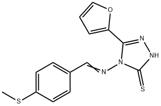 3-(furan-2-yl)-4-[(E)-(4-methylsulfanylphenyl)methylideneamino]-1H-1,2,4-triazole-5-thione Struktur