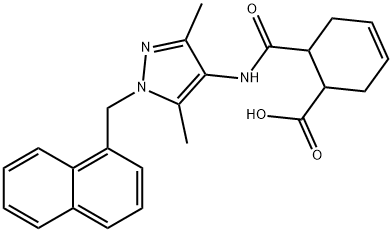 6-[[3,5-dimethyl-1-(naphthalen-1-ylmethyl)pyrazol-4-yl]carbamoyl]cyclohex-3-ene-1-carboxylic acid Struktur