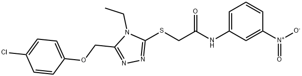 2-[[5-[(4-chlorophenoxy)methyl]-4-ethyl-1,2,4-triazol-3-yl]sulfanyl]-N-(3-nitrophenyl)acetamide Struktur