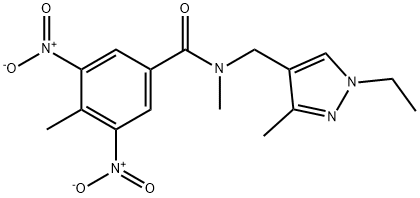 N-[(1-ethyl-3-methylpyrazol-4-yl)methyl]-N,4-dimethyl-3,5-dinitrobenzamide Struktur